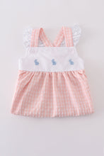 Load image into Gallery viewer, Premium Pink bunny embroidery gingham dress
