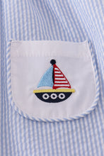 Load image into Gallery viewer, Premium Blue sailboat embroidery bloomer set
