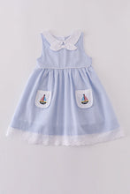 Load image into Gallery viewer, Premium Blue sailboat embroidery dress