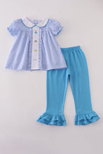Load image into Gallery viewer, Blue princess pumpkin ruffle set