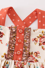 Load image into Gallery viewer, Platinum rust floral print apron ruffle dress