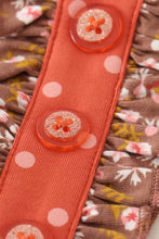 Load image into Gallery viewer, Platinum rust floral print apron ruffle dress
