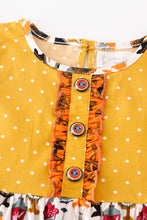 Load image into Gallery viewer, Platinum Yellow halloween dot ruffle pocket dress