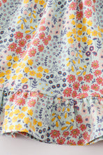 Load image into Gallery viewer, Platinum Blue floral print ruffle girl dress