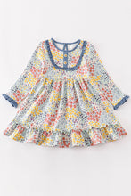 Load image into Gallery viewer, Platinum Blue floral print ruffle dress
