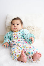 Load image into Gallery viewer, Platinum mint floral print baby girl romper