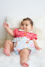 Load image into Gallery viewer, Platinum pink dot balloon print puff sleeve bubble