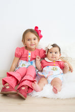 Load image into Gallery viewer, Platinum pink dot balloon print puff sleeve bubble