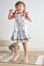 Load image into Gallery viewer, Platinum balloon print ruffle tiered dress