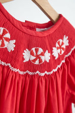 Load image into Gallery viewer, Red candy hand smocked dress
