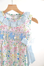 Load image into Gallery viewer, Floral easter bunny hand-smocked girl bubble