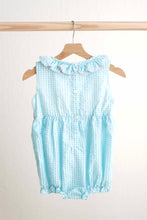 Load image into Gallery viewer, Blue easter bunny egg french knot girl gingham seersucker bubble