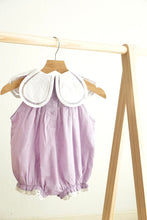 Load image into Gallery viewer, Lavender floral bow embroidery swiss dot girl bubble