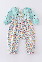 Load image into Gallery viewer, Platinum mint floral print baby girl romper