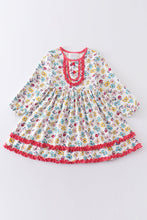 Load image into Gallery viewer, Platinum floral print ruffle dress