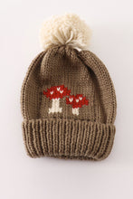Load image into Gallery viewer, Brown pompom mushroom cable beanie hat