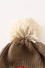 Load image into Gallery viewer, Brown pompom mushroom cable beanie hat