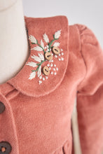Load image into Gallery viewer, Rust floral embroidery velveteen girl dress