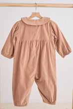 Load image into Gallery viewer, Beige floral embroidery velveteen girl romper