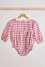 Load image into Gallery viewer, Pink lace flannel gingham bubble