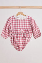 Load image into Gallery viewer, Pink lace flannel gingham bubble