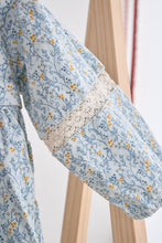 Load image into Gallery viewer, Blue floral corduroy lace dress
