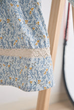 Load image into Gallery viewer, Blue floral corduroy lace dress