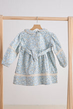 Load image into Gallery viewer, Blue floral corduroy lace dress
