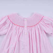 Load image into Gallery viewer, Pink christmas tree hand smocked dress