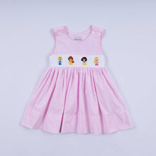 Load image into Gallery viewer, Pink princess hand smocked plaid dress