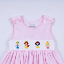 Load image into Gallery viewer, Pink princess hand smocked plaid dress