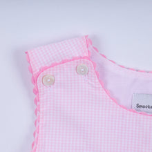 Load image into Gallery viewer, Pink princess hand smocked plaid dress