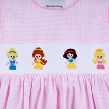 Load image into Gallery viewer, Pink princess hand smocked plaid dress