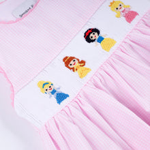 Load image into Gallery viewer, Pink princess hand smocked plaid bloomer set
