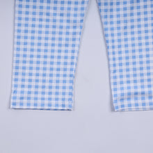 Load image into Gallery viewer, Blue gingerbread hand smocked gingham pants set