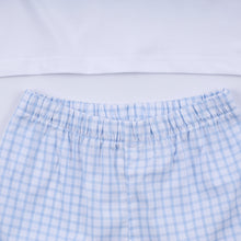 Load image into Gallery viewer, Blue character hand smocked gingham shorts set