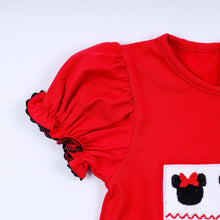 Load image into Gallery viewer, Red character hand smocked dress