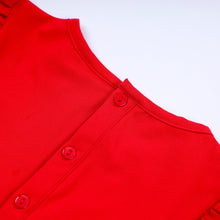 Load image into Gallery viewer, Red character hand smocked dress