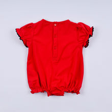 Load image into Gallery viewer, Red character hand smocked bubble