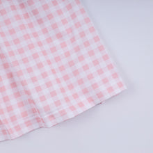 Load image into Gallery viewer, Pink character hand smocked gingham ruffle dress