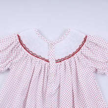 Load image into Gallery viewer, Red gingerbread hand smocked ruffle pants set