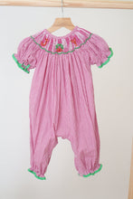 Load image into Gallery viewer, Pink joy hand smocked girl gingham romper