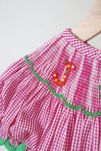 Load image into Gallery viewer, Pink joy hand smocked girl gingham romper