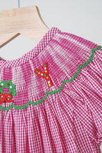 Load image into Gallery viewer, Pink joy hand smocked girl gingham romper
