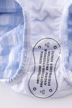 Load image into Gallery viewer, Blue seersucker gingham one-piece girl swimsuit