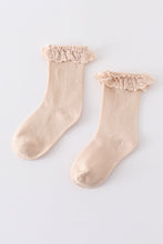 Load image into Gallery viewer, Beige Knit lace girls socks