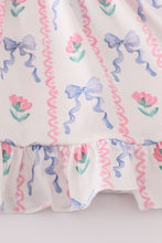Load image into Gallery viewer, Blue floral bow ruffle shorts set