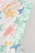 Load image into Gallery viewer, Blue seashell bow ruffle shorts set