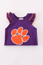 Load image into Gallery viewer, Purple I love clemson applique ruffle bubble