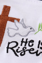 Load image into Gallery viewer, Navy he is risen embroidery girl dress